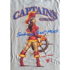 Vintage Captain Morgan Shirt Mens Large Graphic Pirate Women Wench‎ Rum